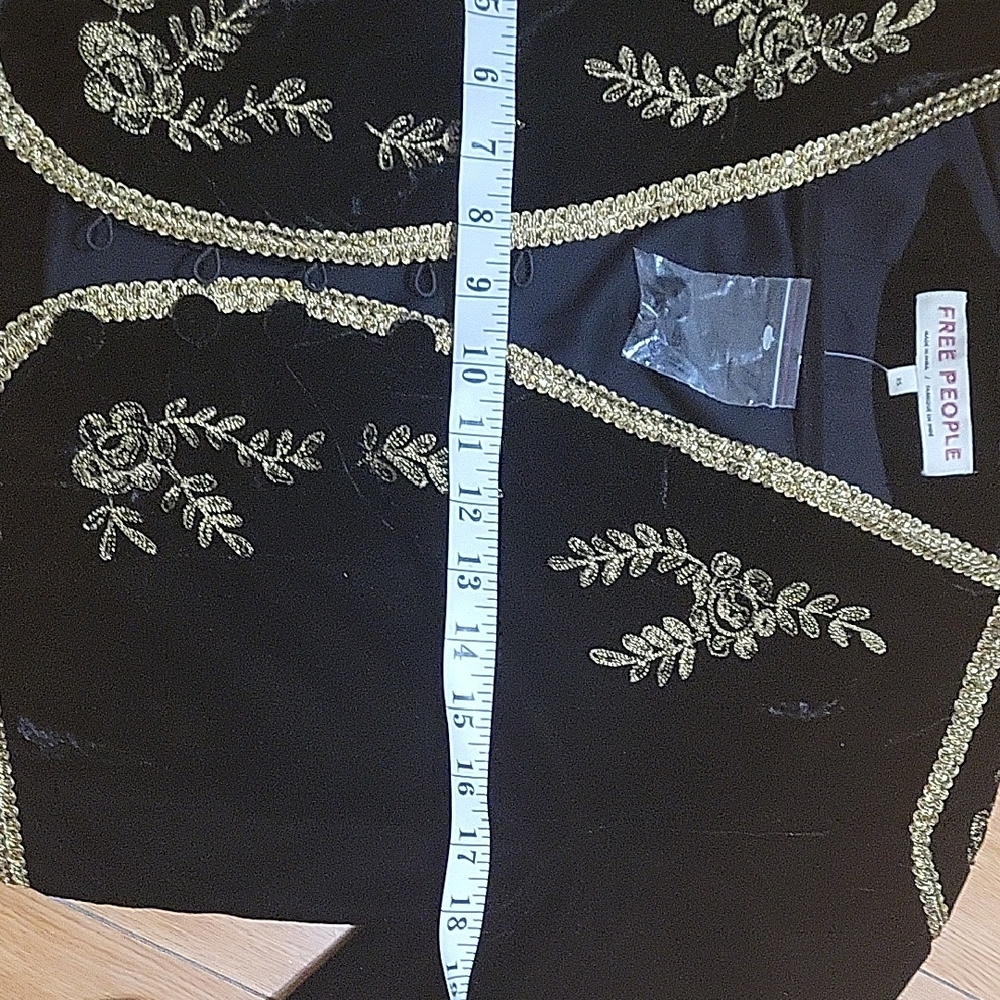 Free People Black and Gold Embroidered Velvet Jacket - Picture 12 of 15